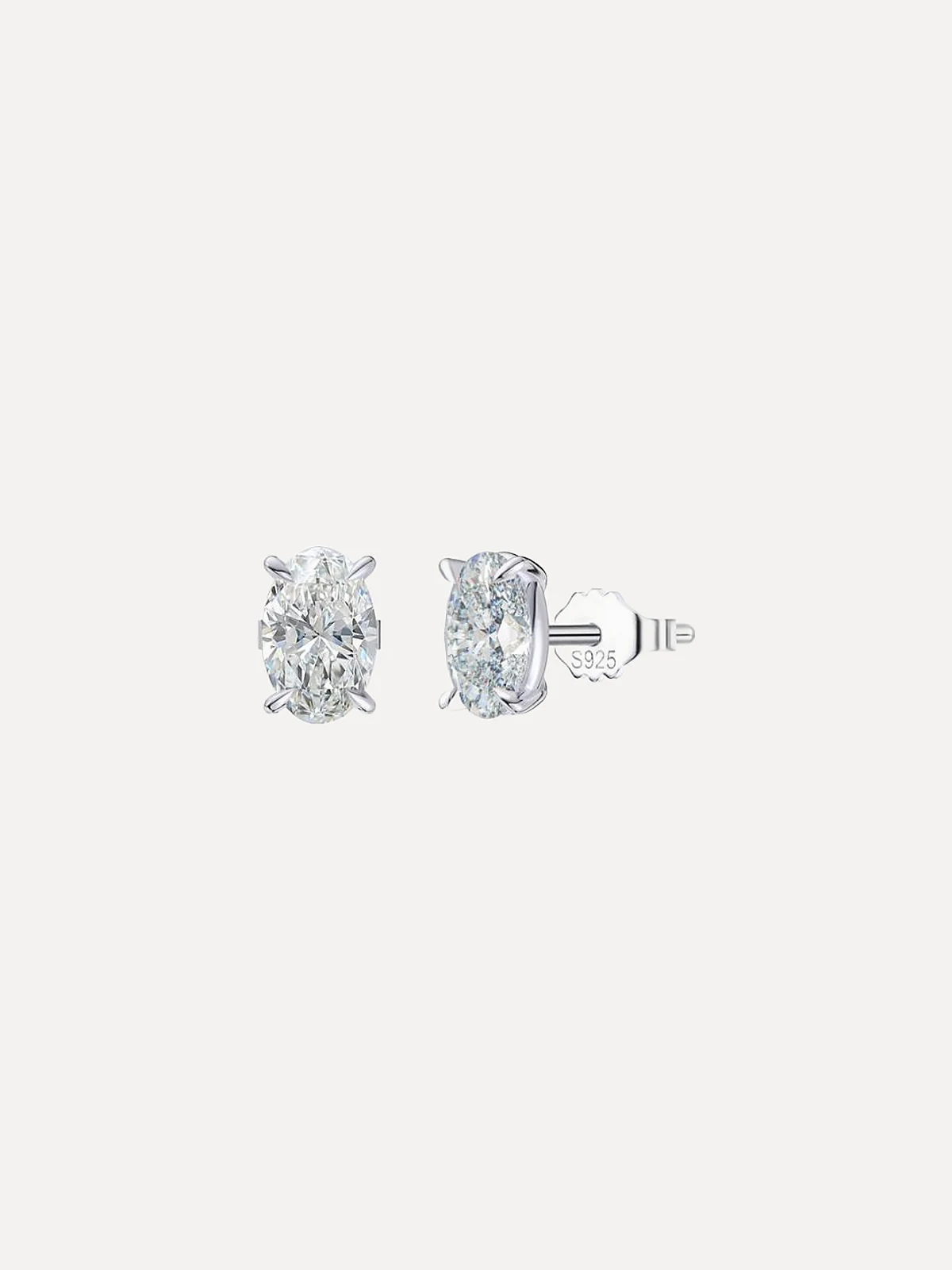 Oval Moissanite Studs - View 1