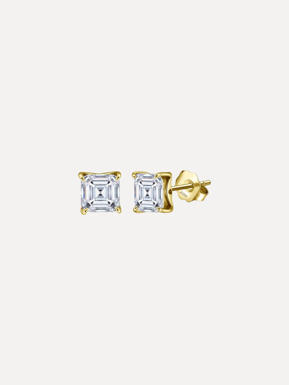Asscher Moissanite Studs - View 2