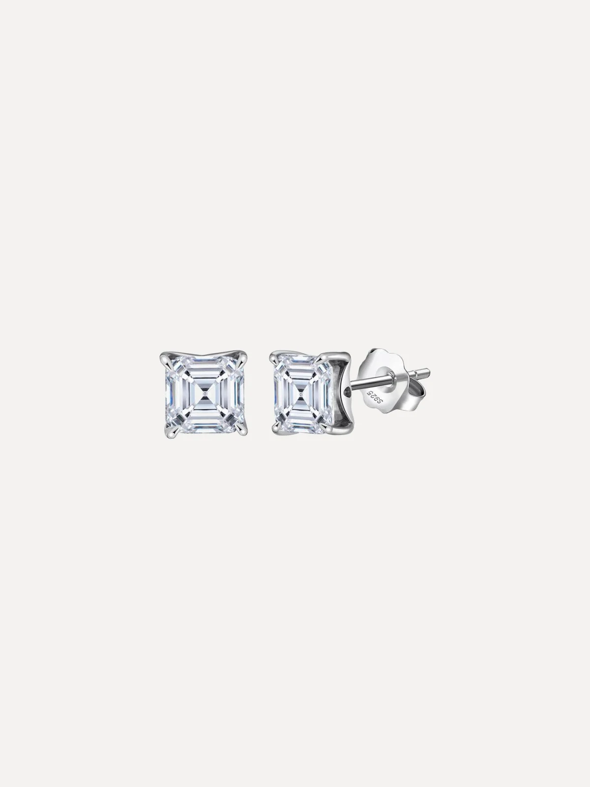 Asscher Moissanite Studs - View 1