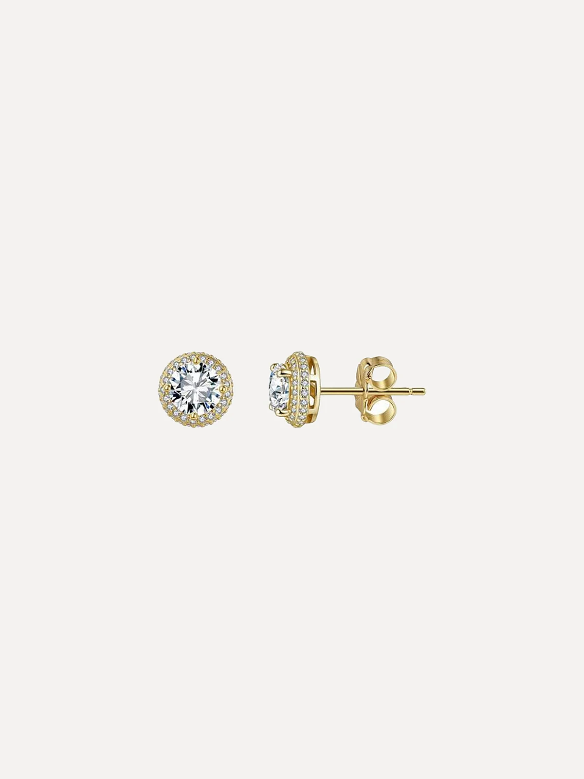 Halo Round Moissanite Studs - View 3
