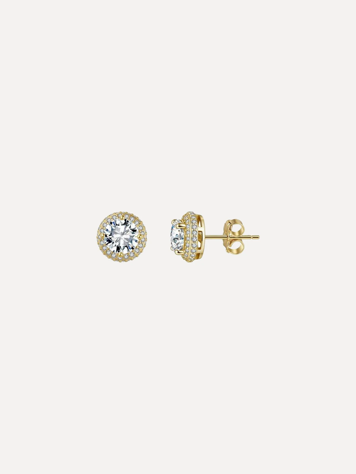 Halo Round Moissanite Studs - View 4