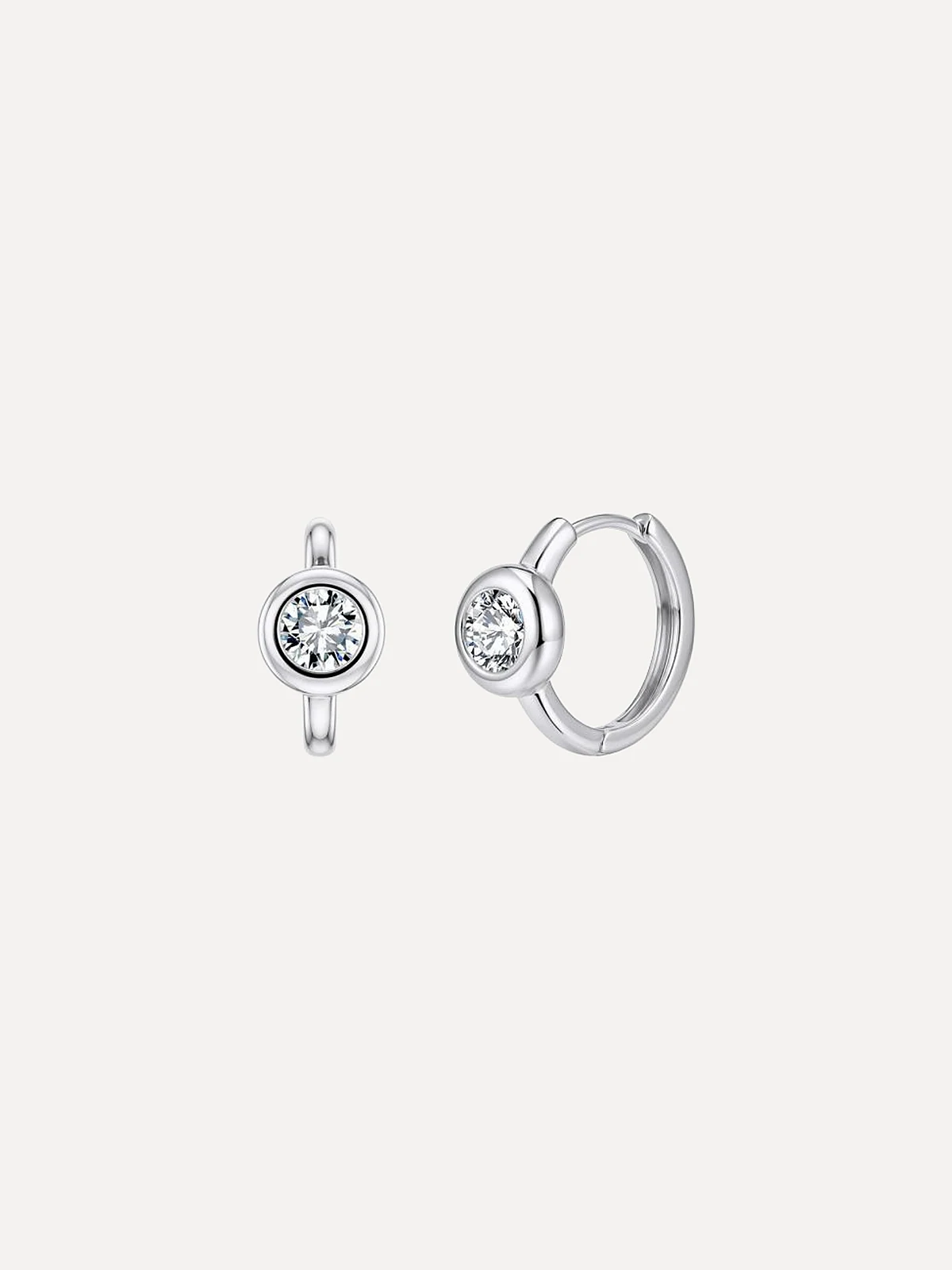 Bezel Huggie Hoops - View 1