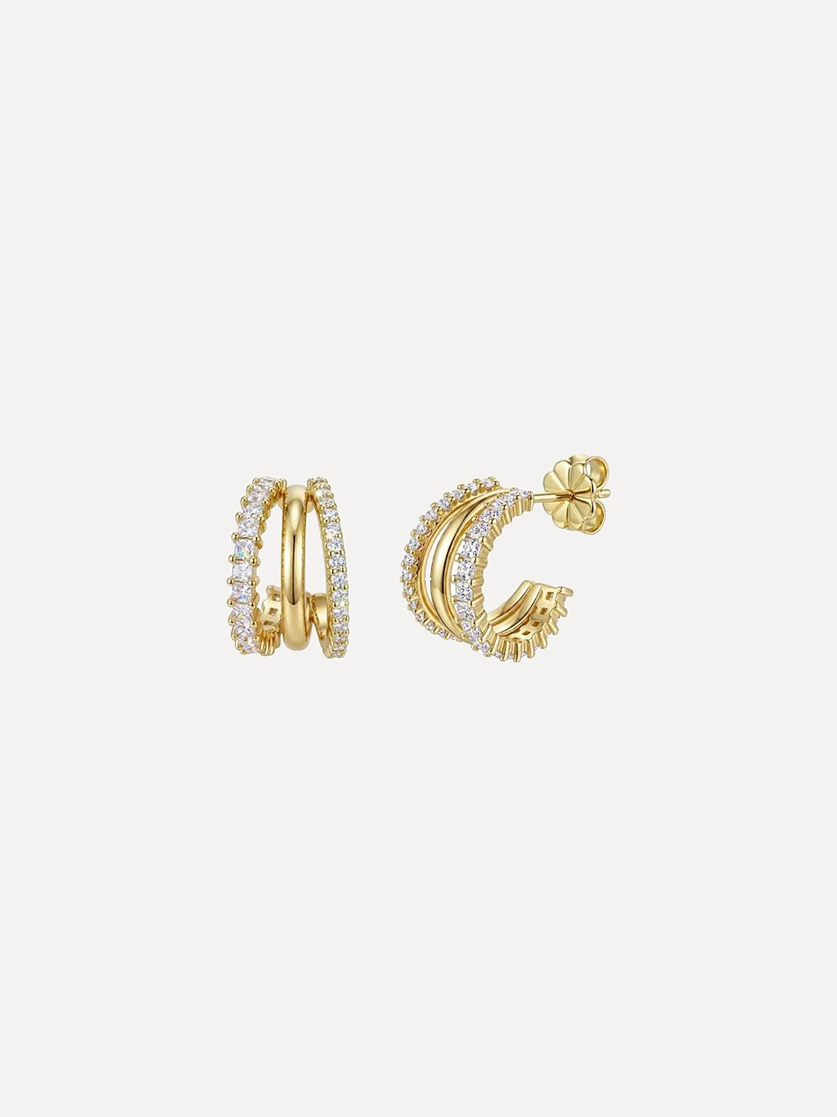 Triple Row Pavé Cuff Studs - View 2
