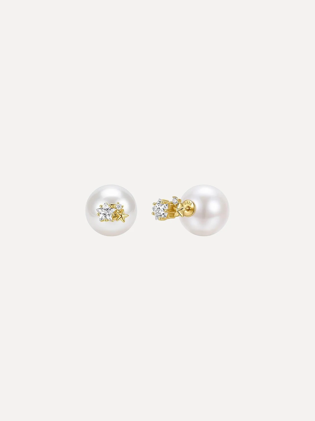 Pearl Moissanite Studs - View 2