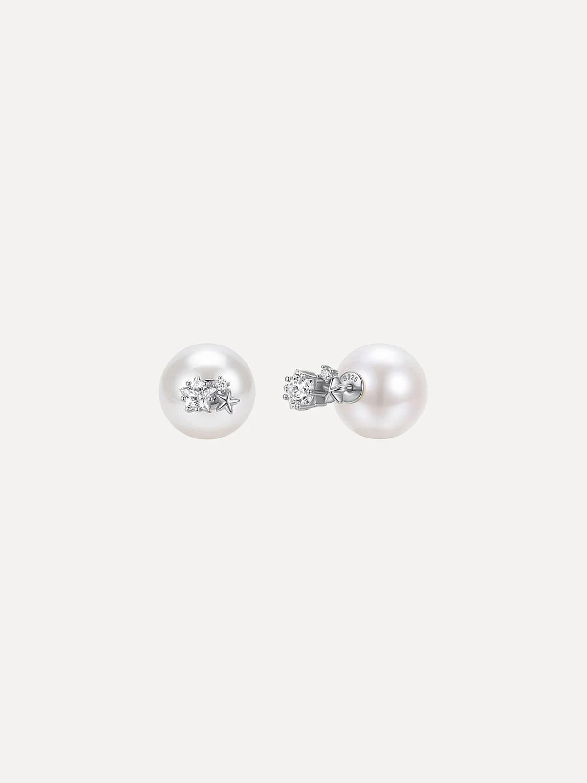 Pearl Moissanite Studs - View 1