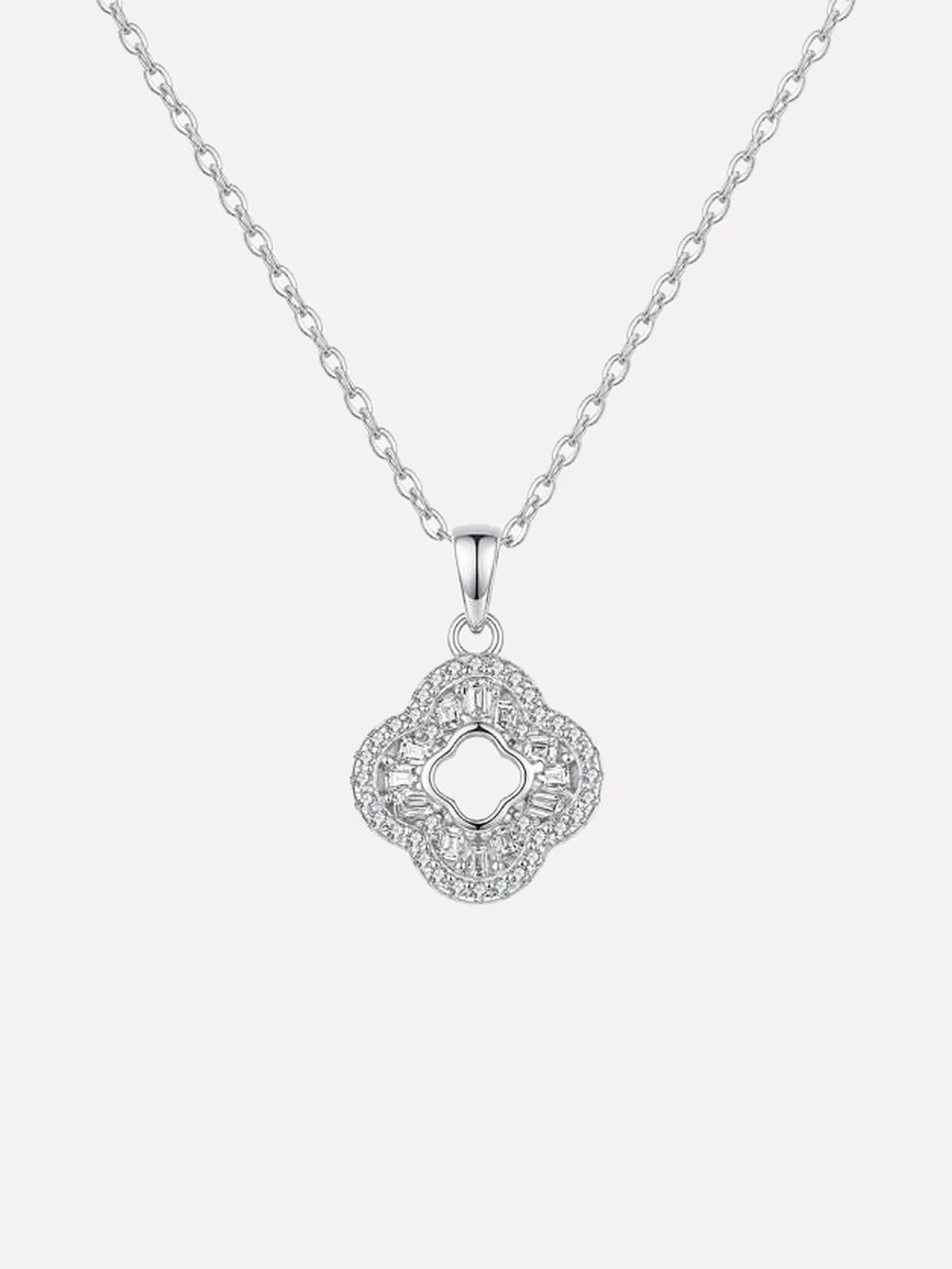 Pavé Clover Outline Pendant - View 1