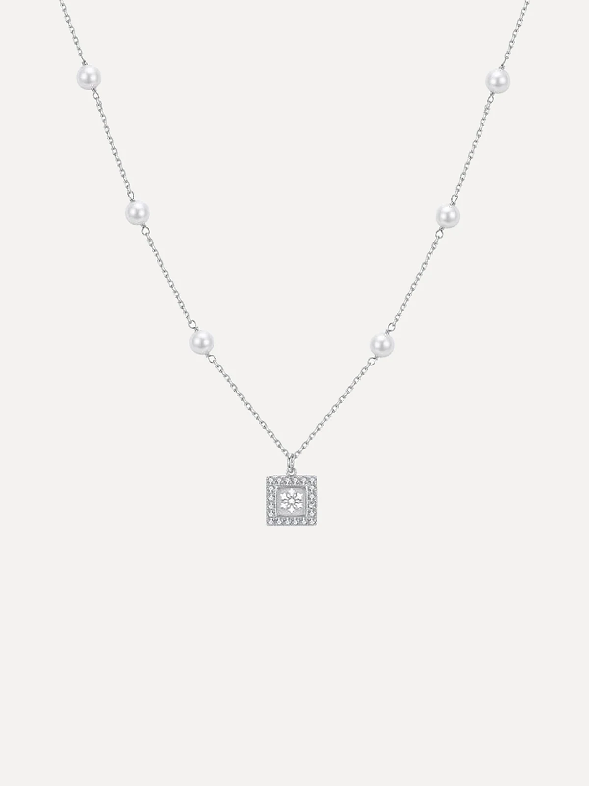 Pearl Station Square Necklace II - View 1