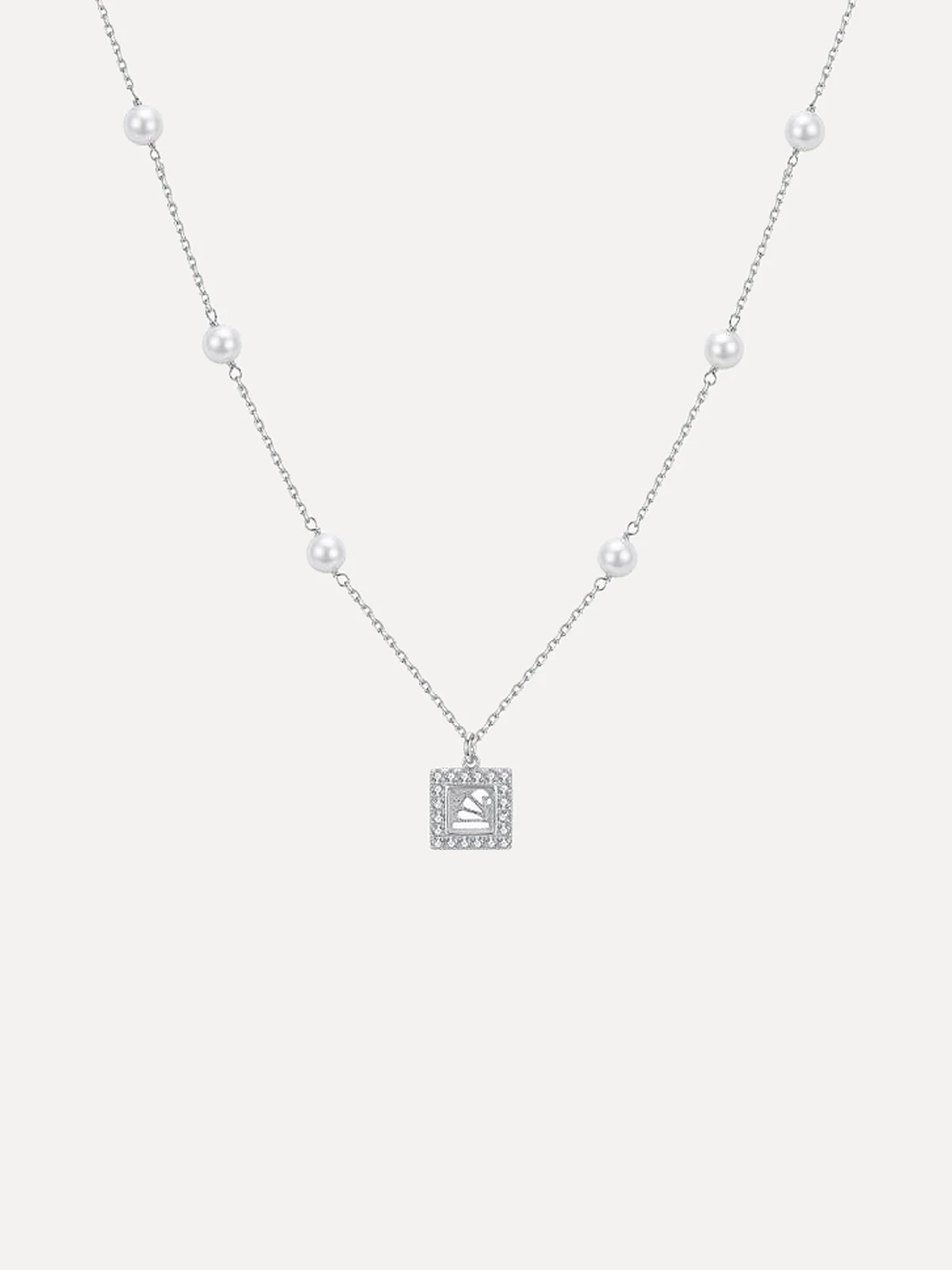 Pearl Station Square Necklace III - View 1