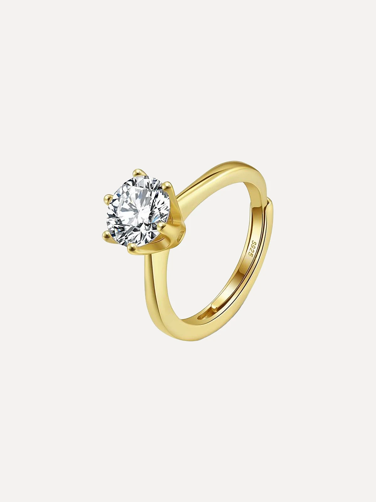 Six-Prong Round Solitaire Ring - View 2