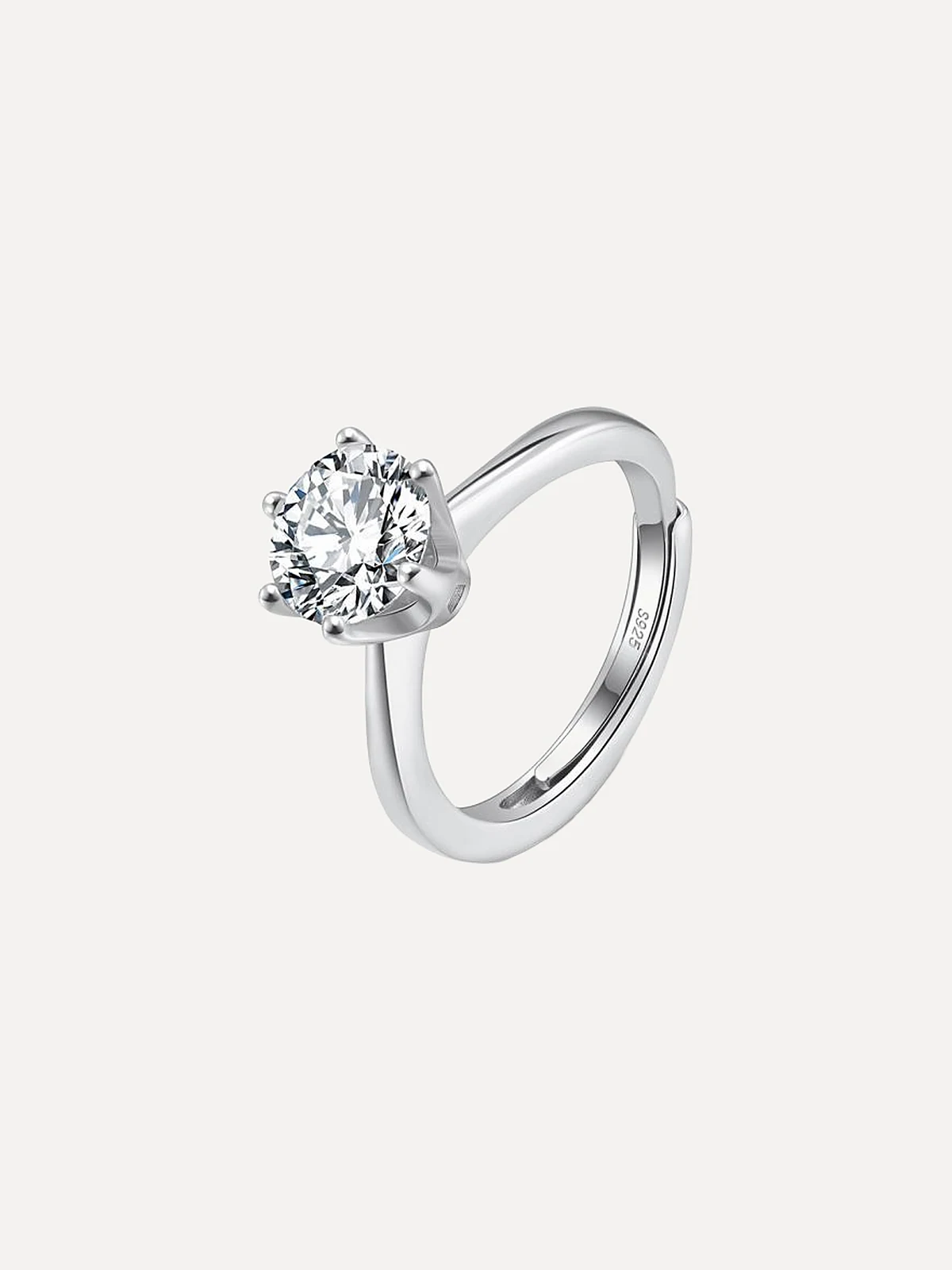 Six-Prong Round Solitaire Ring - View 1