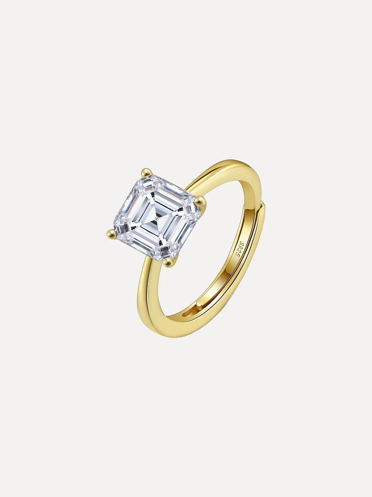 Asscher Solitaire Ring - View 2