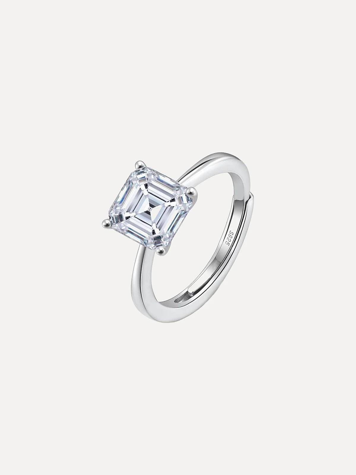 Asscher Solitaire Ring - View 1