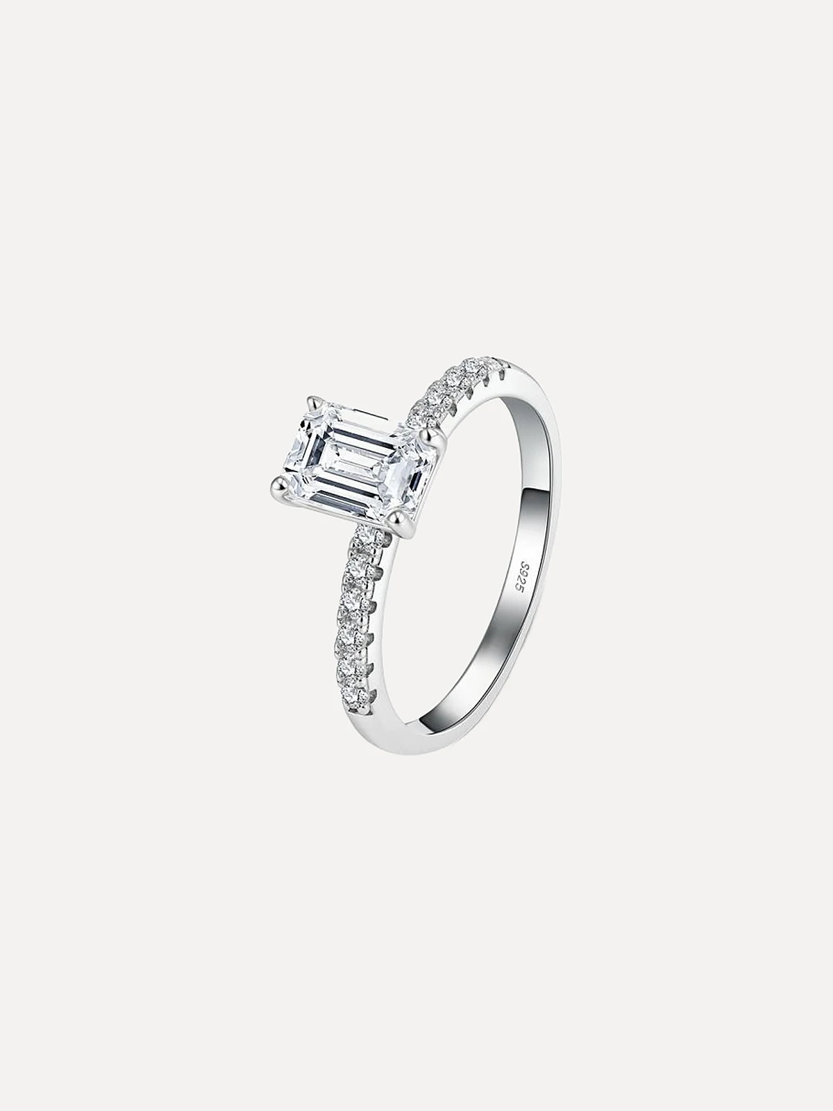 Emerald-Cut Pavé Ring - View 1
